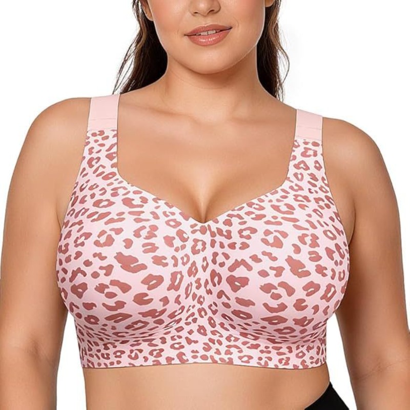 Bralette Triangle Set - レオパード柄ゼリーブラ ノンワイヤー プッシュアップ ワイヤレスブラ シームレスリフトブラ フルカバーブラレット