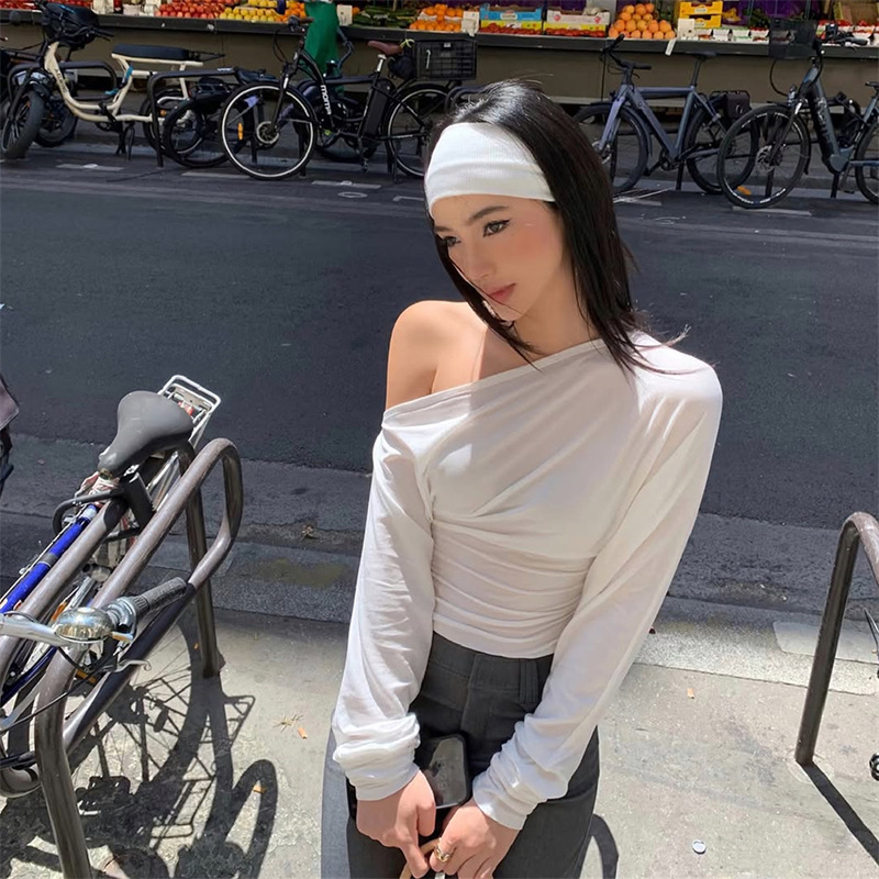 2026年 レディース ワンショルダートップ 長袖Tシャツ  - Blouse Off Shoulder のレビューと価格