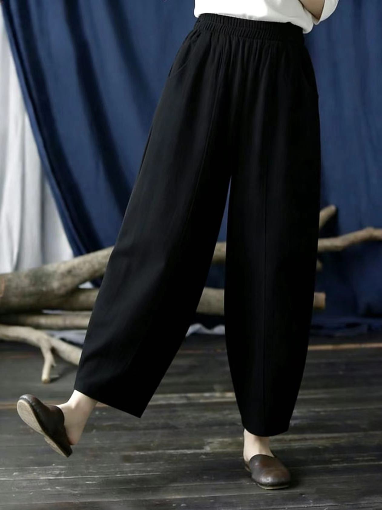 レトロな芸術的コットンリネンワイドレッグパンツ、ハイウエスト - Linen Pant Wide のレビューと価格
