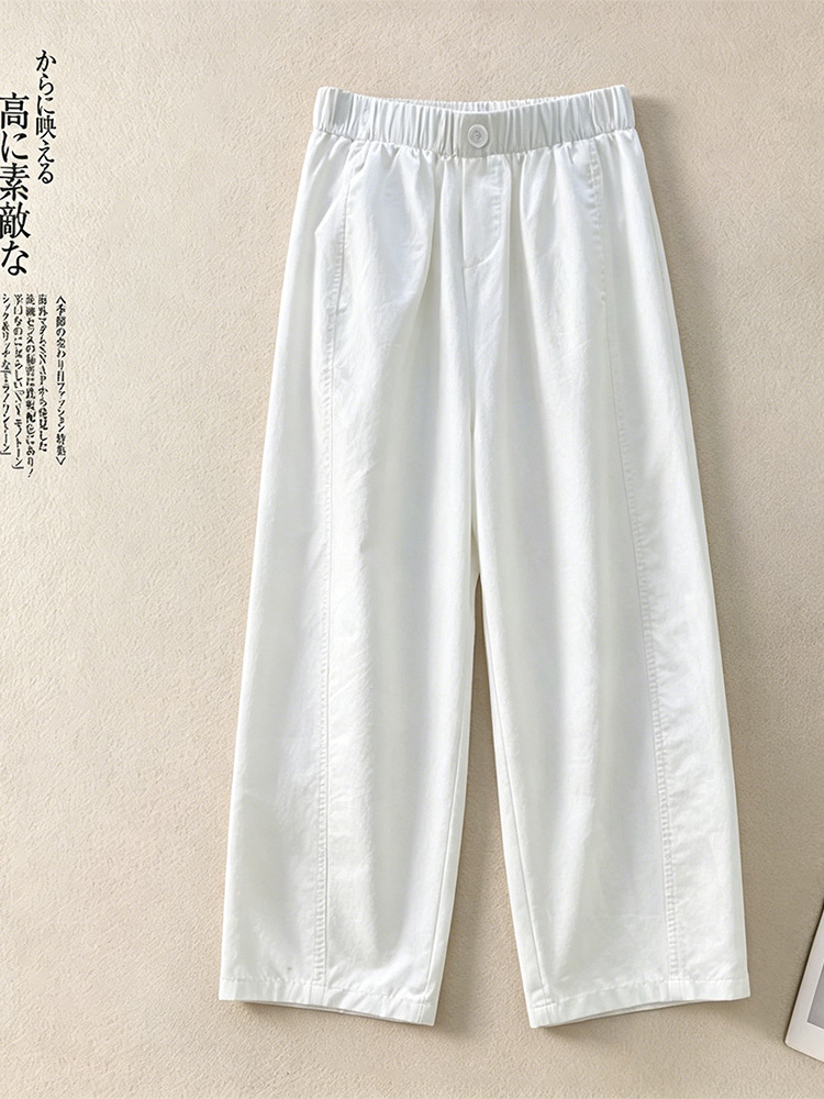 韓国スタイルストレートレッグワイドレッグパンツ女性のカジュア - Linen Pant Wide のレビューと価格
