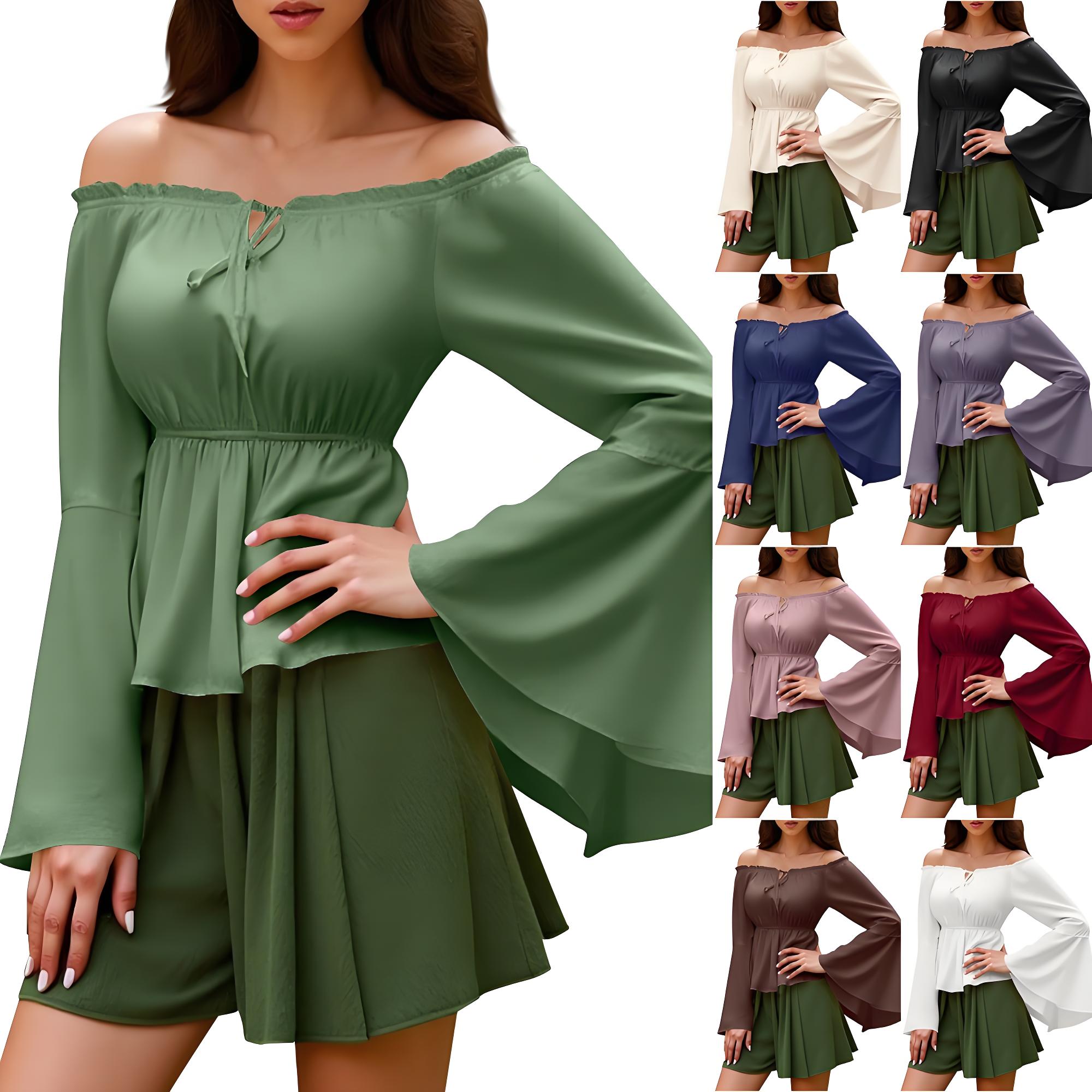 Renaissance Blouse Peasant Wom - Blouse Off Shoulder のレビューと価格