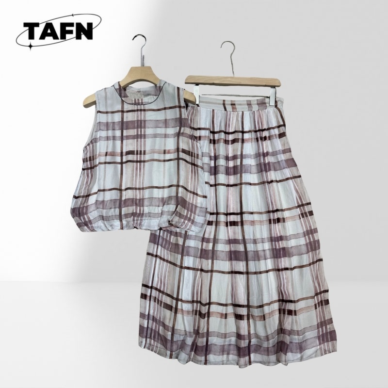 エレガントな女性のチェック柄ツーピースセットノースリーブトッ - Midi Skirt Floral のレビューと価格