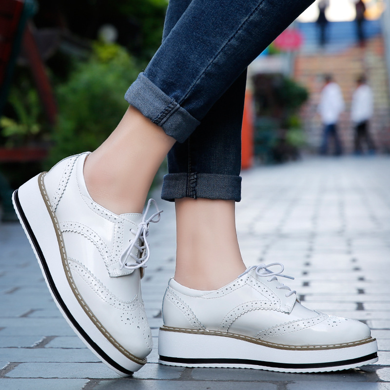 女性ローファーの靴革の厚さのヒールオックスフォード靴女性のレ - Wedge Espadrille Women のレビューと価格